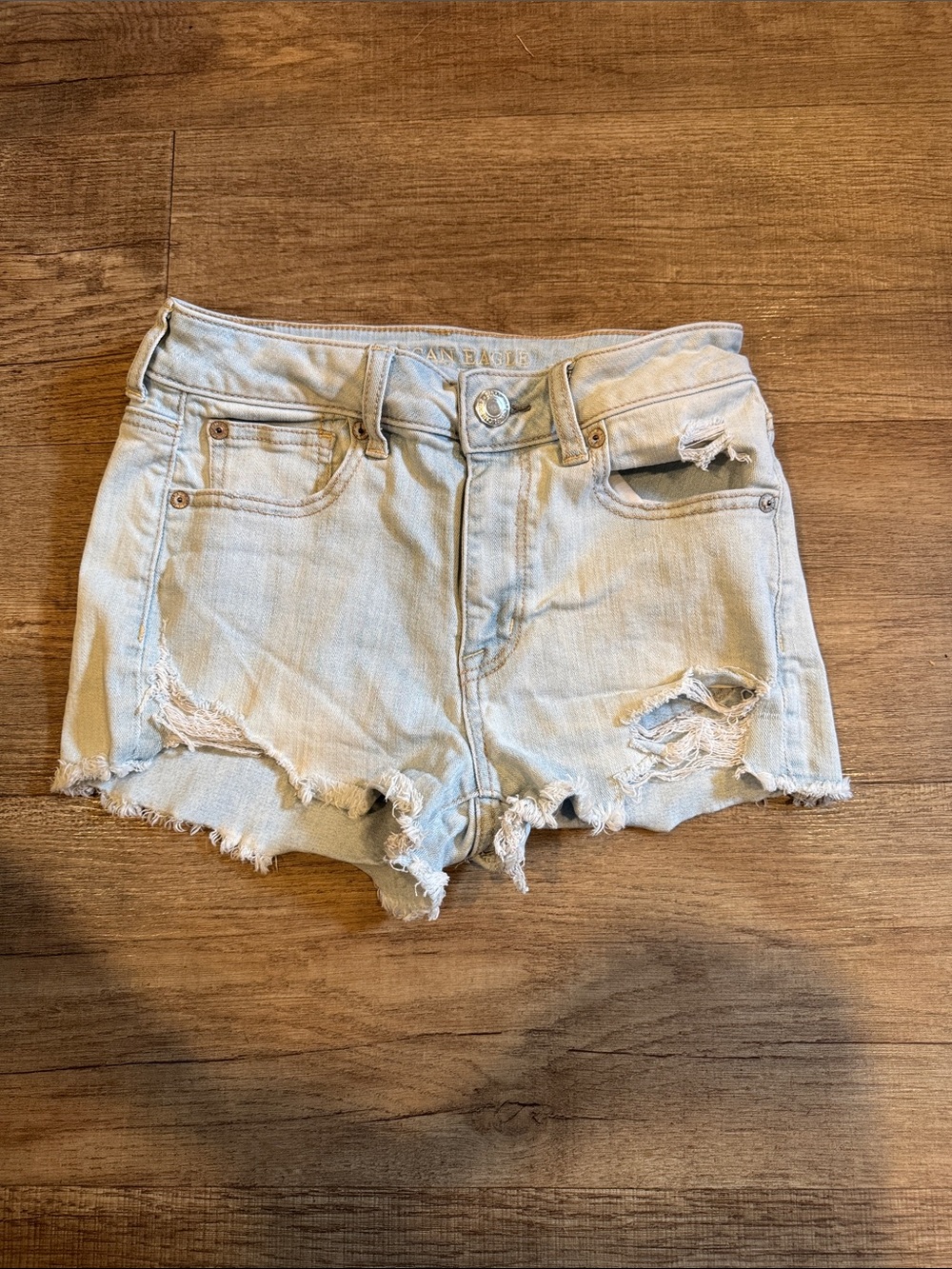 American Eagle Outfitters Light Blue Distressed Denim Shorts